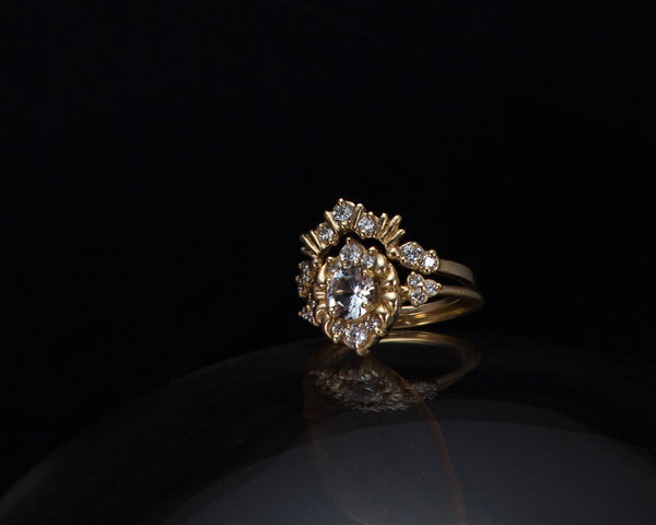 Unique crown wedding ring set
