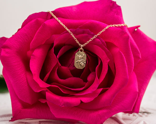 Solid gold ant necklace, artisan bug jewelry