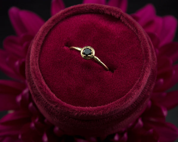 Antique style black diamond ring, handmade ring