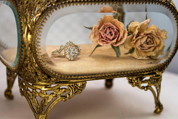 Vintage inspired engagement ring, stacked
