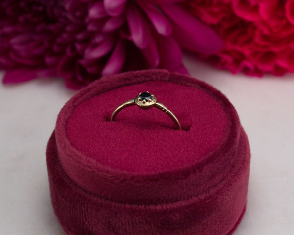 Antique style black diamond ring, handmade ring