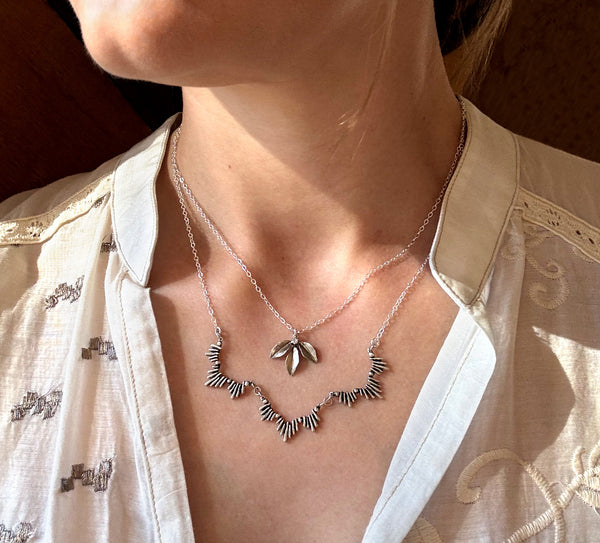 sterling silver sunburst statement necklace