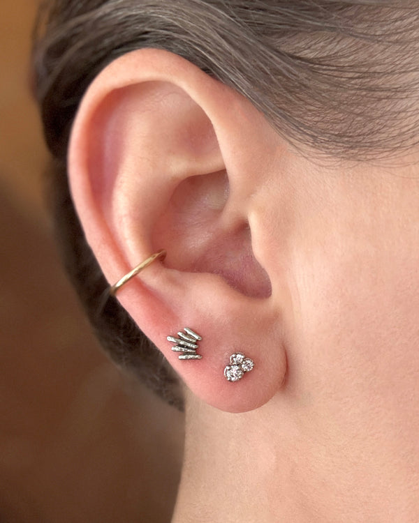 Sterling silver cluster diamond stud earrings