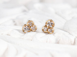 Gold vermeil cluster diamond stud earrings