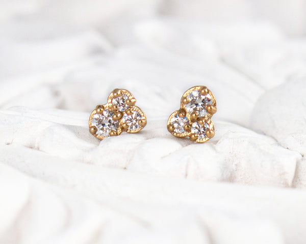 Gold vermeil cluster diamond stud earrings
