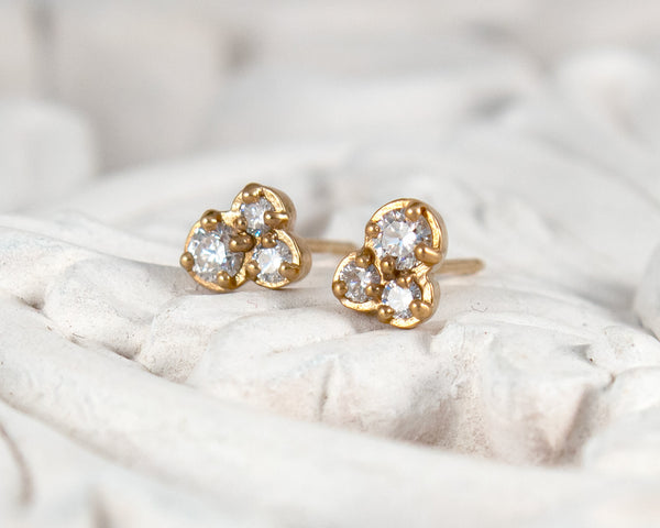 Gold vermeil cluster diamond stud earrings