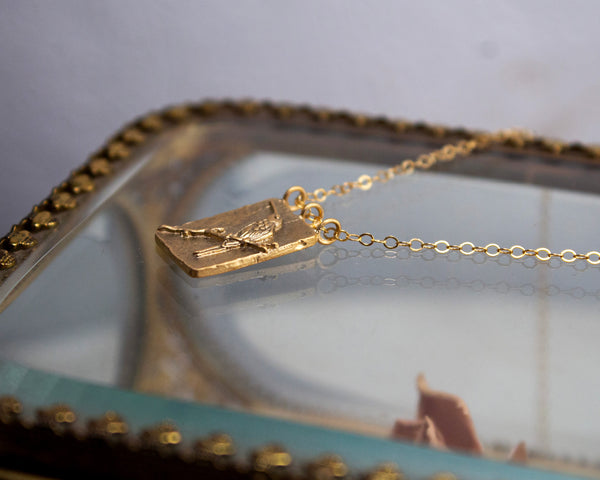 Solid 14K gold hummingbird necklace