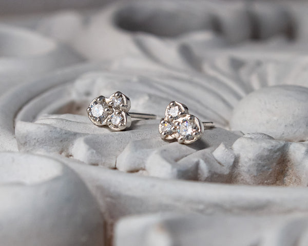 Sterling silver cluster diamond stud earrings