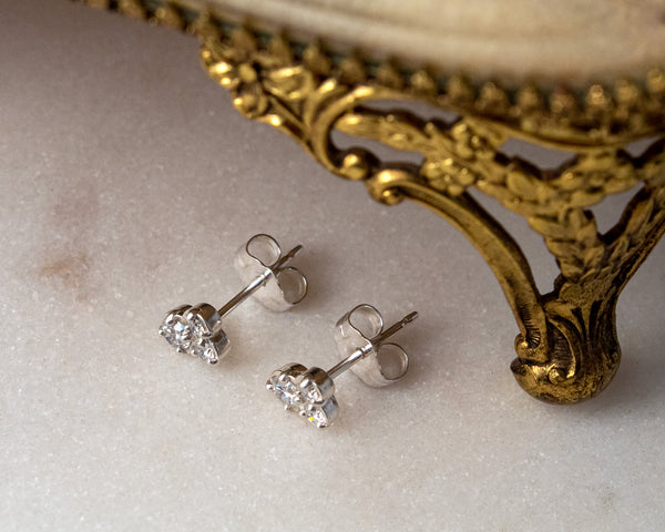 Sterling silver cluster diamond stud earrings