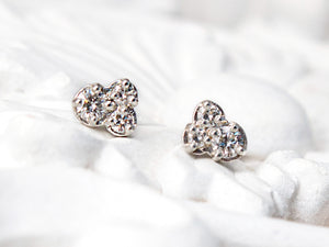 Sterling silver cluster diamond stud earrings