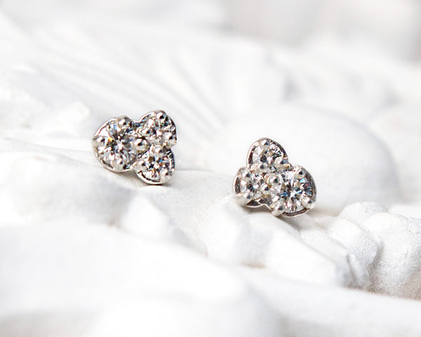 Sterling silver cluster diamond stud earrings