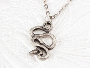 Handmade sterling silver snake necklace