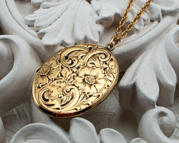 Gold-filled vintage locket necklace