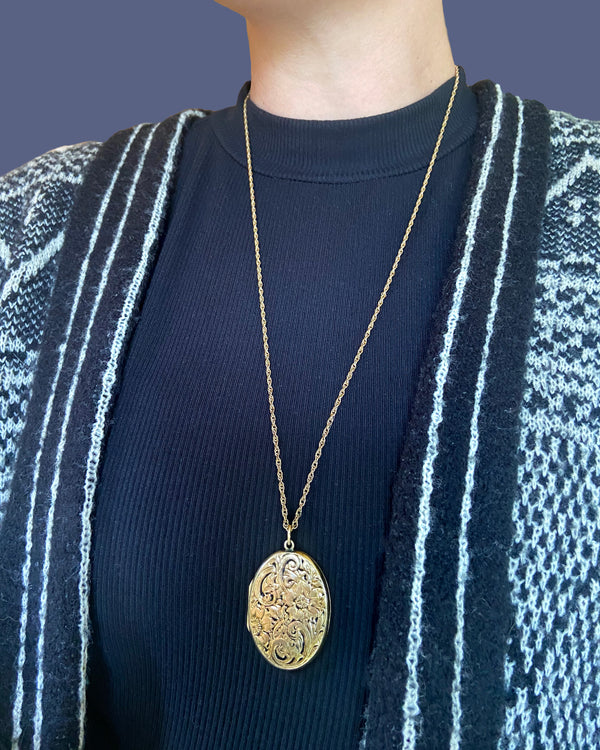 Gold-filled vintage locket necklace