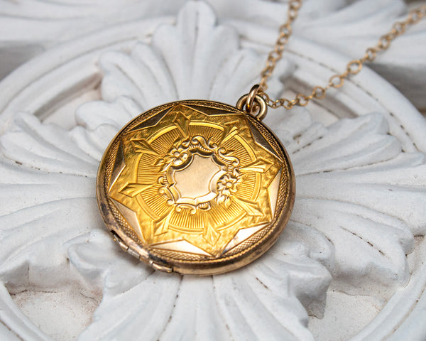 Vintage locket necklace, front view