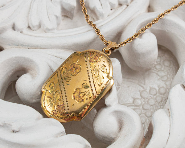 Gold-filled vintage locket necklace