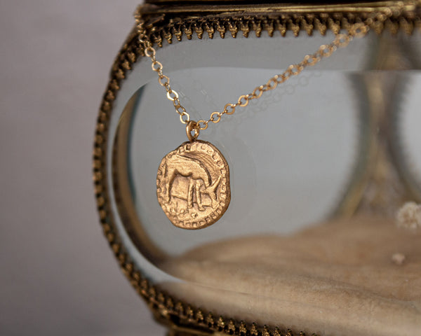 Gold vermeil cow necklace