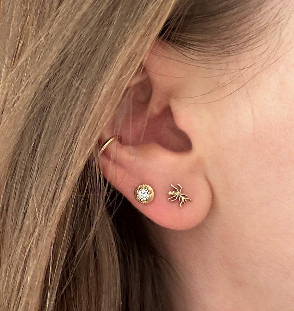 Gold vermeil ant stud earrings