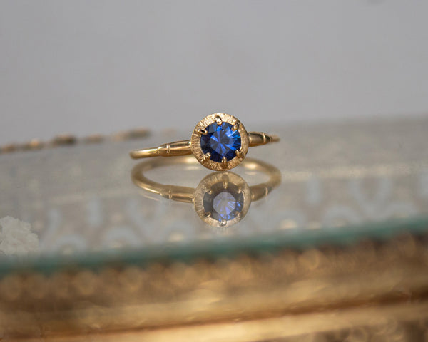 low profile, 1/2 carat sapphire ring