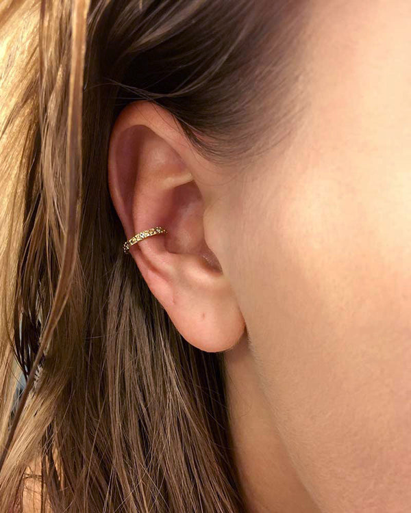 handmade 14k gold and diamond ear cuff