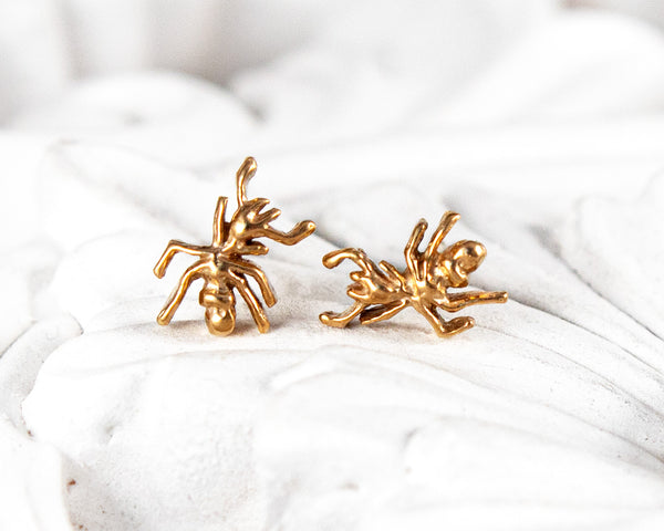 Gold vermeil ant stud earrings