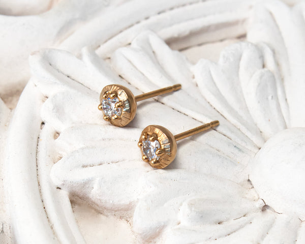 Gold vermeil lab diamond stud earrings