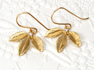gold vermeil leaf dangle earrings