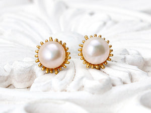 Gold vermeil pearl stud earrings