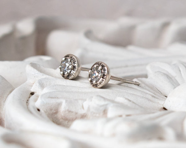 Reflection Diamond Stud Earrings - Sterling Silver