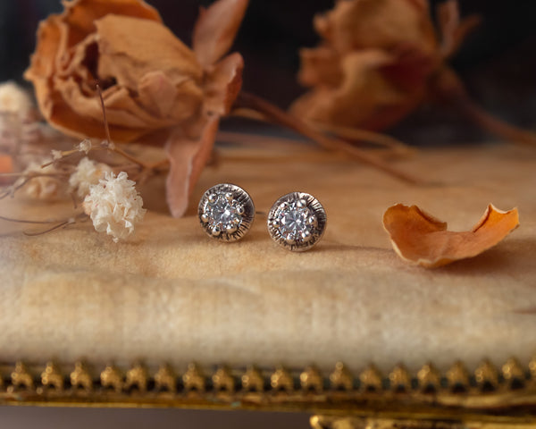 Reflection Diamond Stud Earrings - Sterling Silver