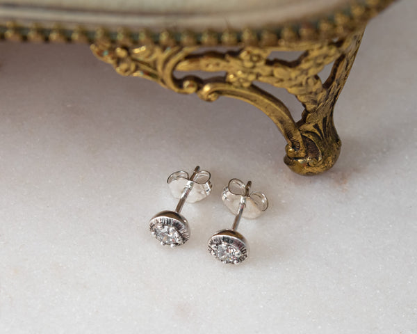 Reflection Diamond Stud Earrings - Sterling Silver