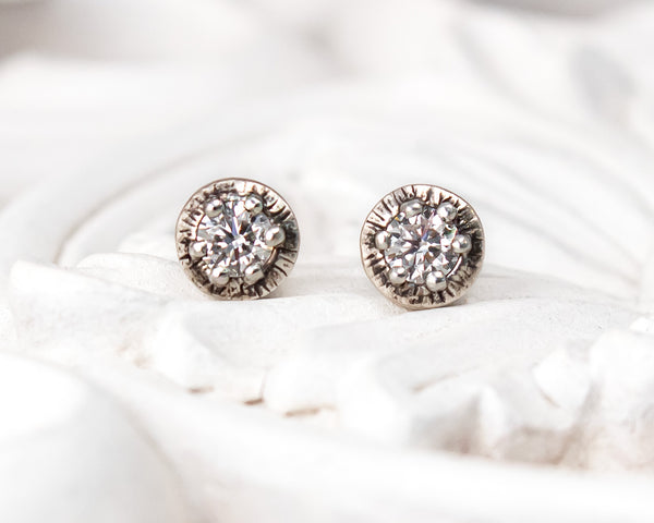 Reflection Diamond Stud Earrings - Sterling Silver