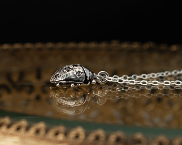 Lucky Ladybug Necklace - Sterling Silver & Diamonds