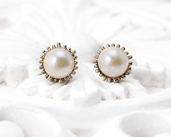 Sterling silver pearl stud earrings