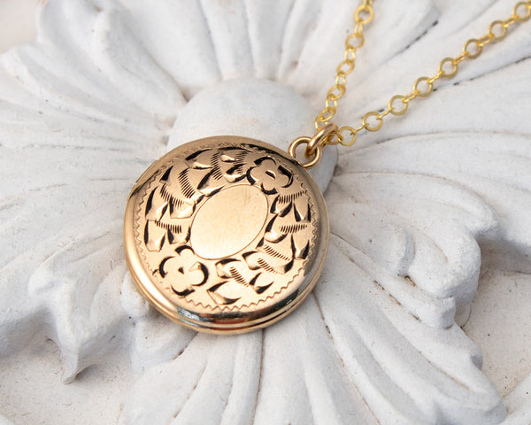 vintage locket with wildflower painting