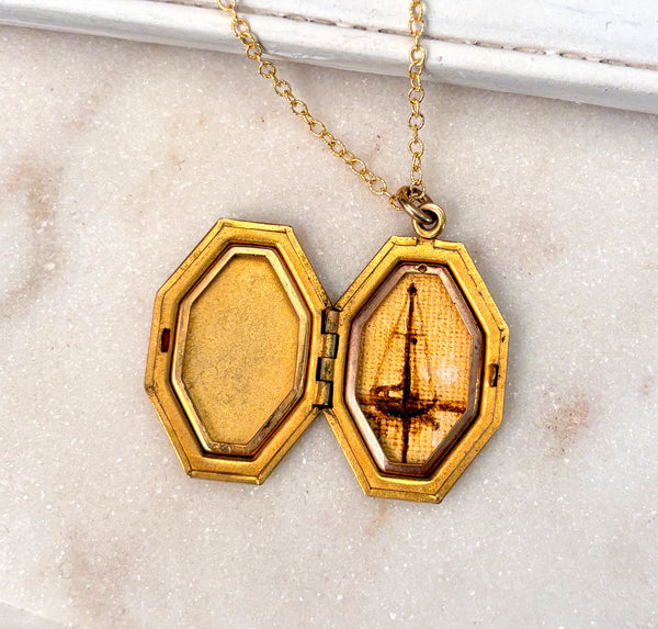 Vintage Locket & Sailboat