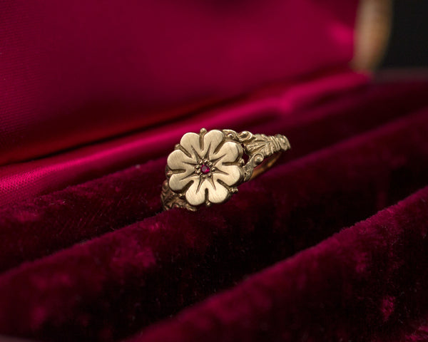 Handmade Jewelry 14k Solid Gold Ring Matt Finished Flower -  Norway