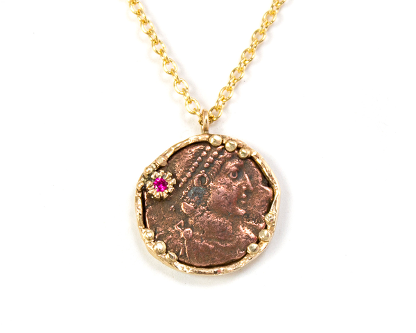 14k Roman coin necklace