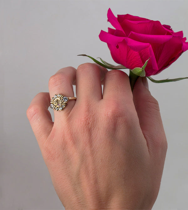 skull diamond engagement ring