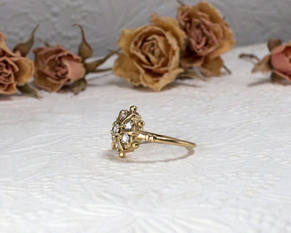 Snowflake diamond engagement ring