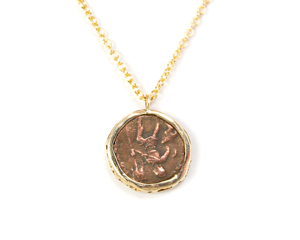 reverse side of an ancient roman coin necklace