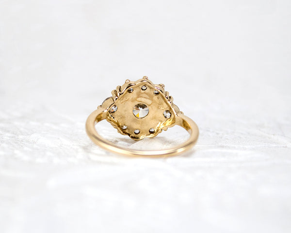 reverse side of an vintage style engagement ring