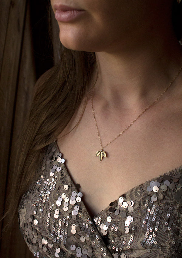14K gold leaf pendant