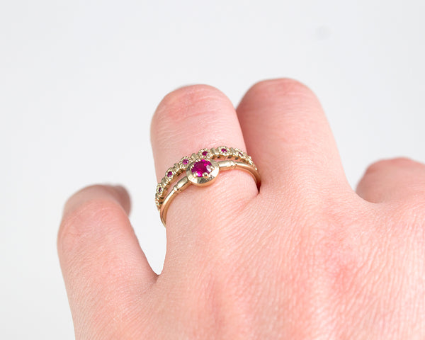 unique 14k gold and ruby rings